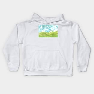 Summer landscape, nature. Encaustic wax art. Painting drawing Kids Hoodie